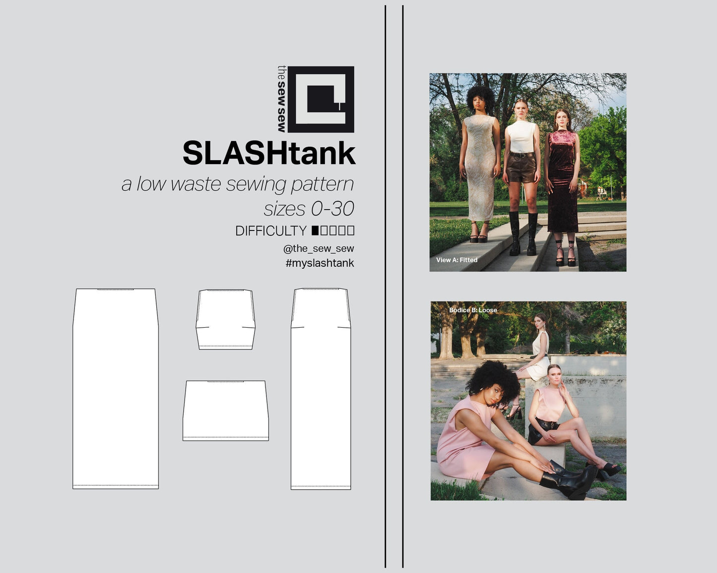 Slash Tank Sewing Pattern [a low waste knit tank and dress design, size 0-30]